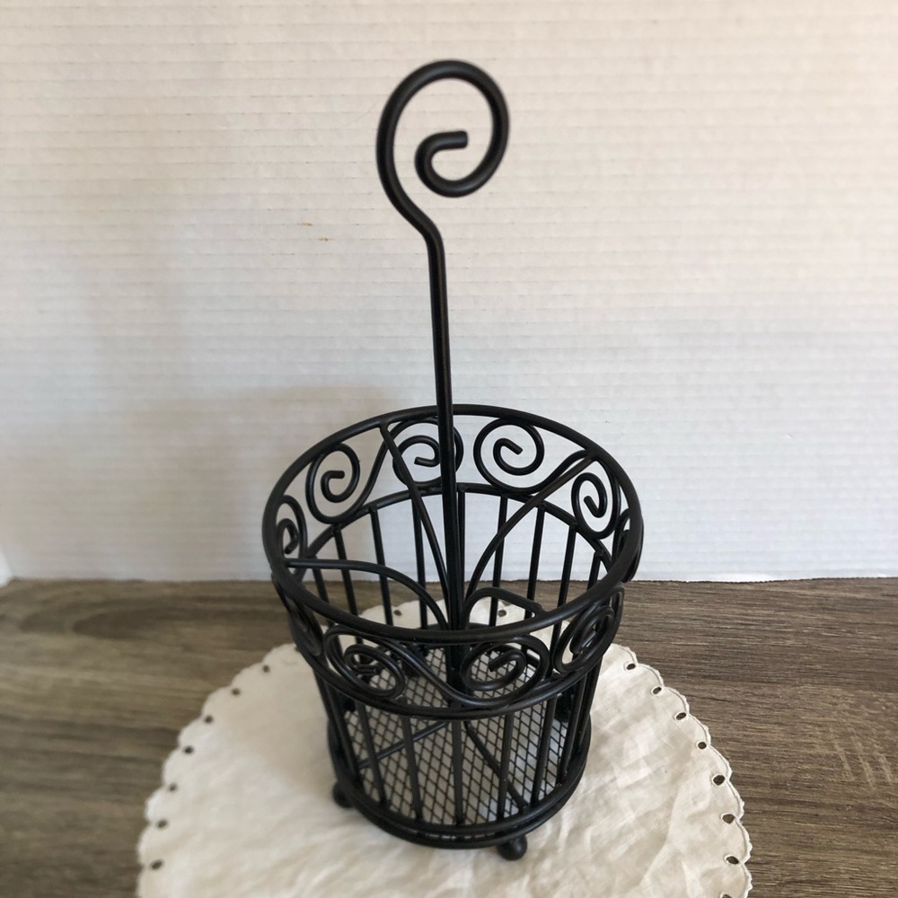 Black Metal Utensil Holder with Handle